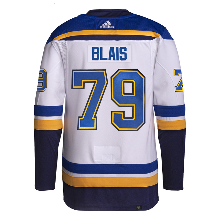 ST. LOUIS BLUES ADIDAS AUTHENTIC PRO-STITCH BLAIS #79 AWAY JERSEY - WHITE Jersey adidas   