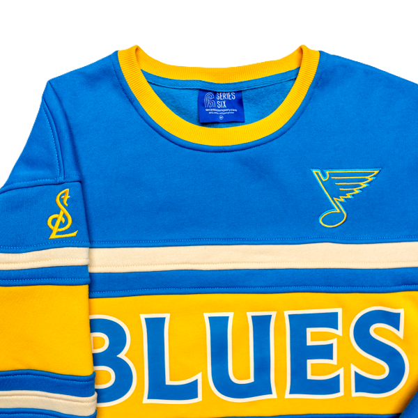ST. LOUIS BLUES SERIES SIX STRIPE BLUES COLORBLOCK CREW - BLUE