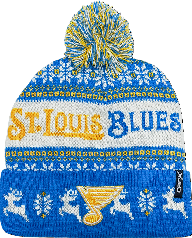 ST. LOUIS BLUES CAPX HOLIDAY POM KNIT - BLUE/WHITE Knit CapX