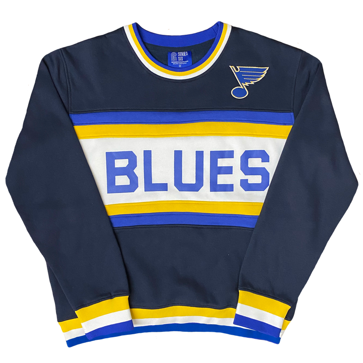 ST. LOUIS BLUES SERIES SIX BIG STRIPE CREW - NAVY