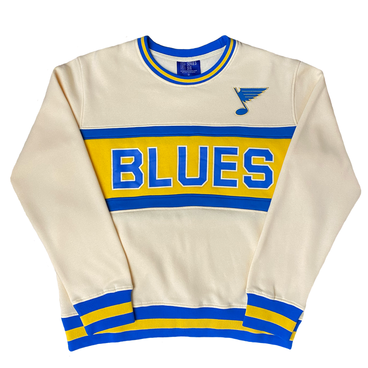 ST. LOUIS BLUES SERIES SIX BIG STRIPE HERITAGE CREW - NATURAL