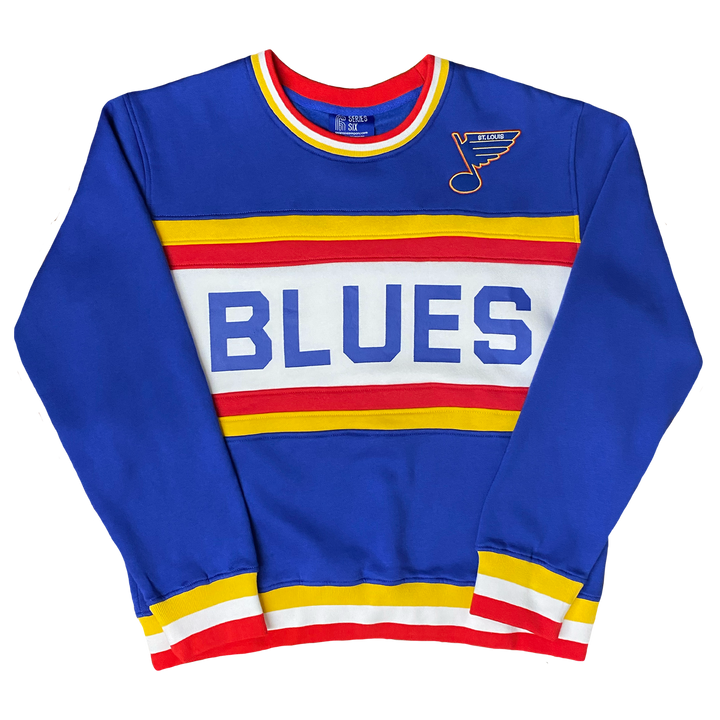 ST. LOUIS BLUES SERIES SIX BIG STRIPE RETRO CREW - ROYAL