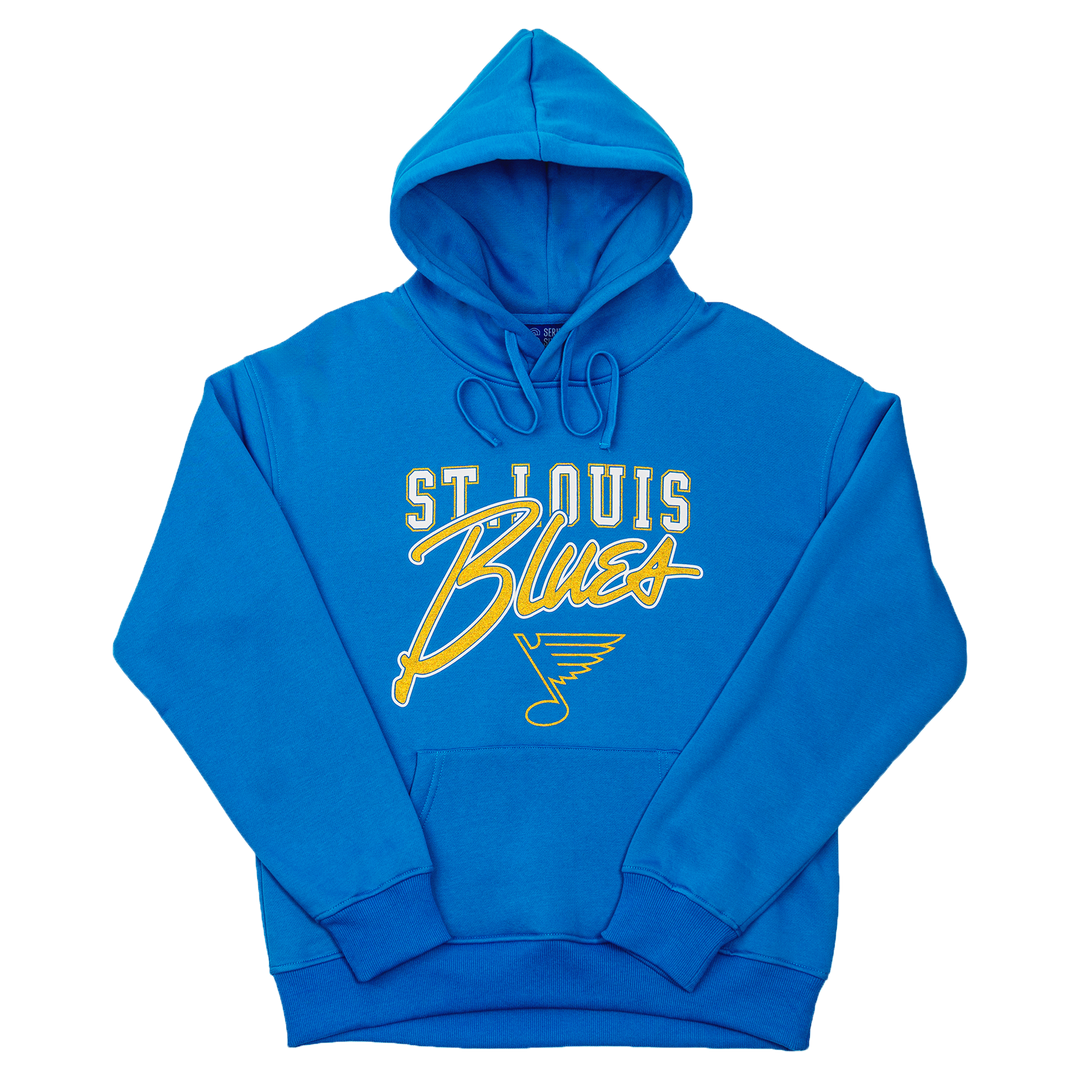 STL BLUES SCRIPT GLITTER HOODIE Hoodie Series Six