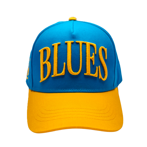 ST. LOUIS BLUES SERIES SIX ARCHED BLUES WORDMARK ADJUSTABLE HAT - BLUE/GOLD