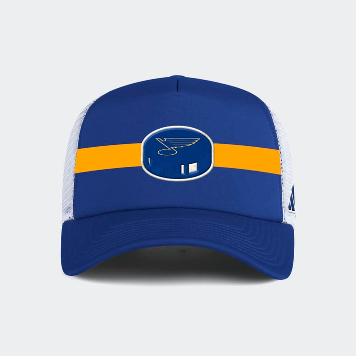 ST. LOUIS BLUES ADIDAS PUCK PATCH FOAM SNAPBACK HAT - ROYAL/WHITE