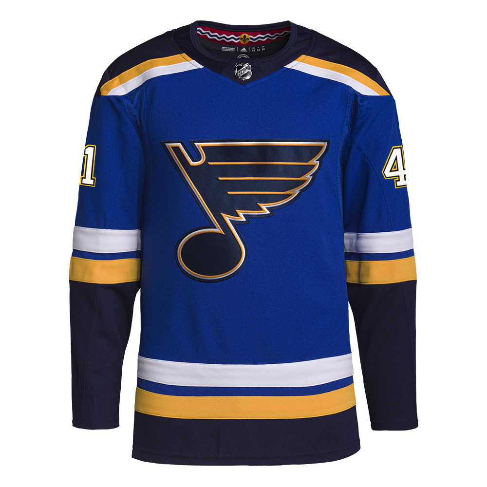 ST. LOUIS BLUES ADIDAS AUTHENTIC PRO-STITCH BORTUZZO #41 HOME JERSEY - BLUE