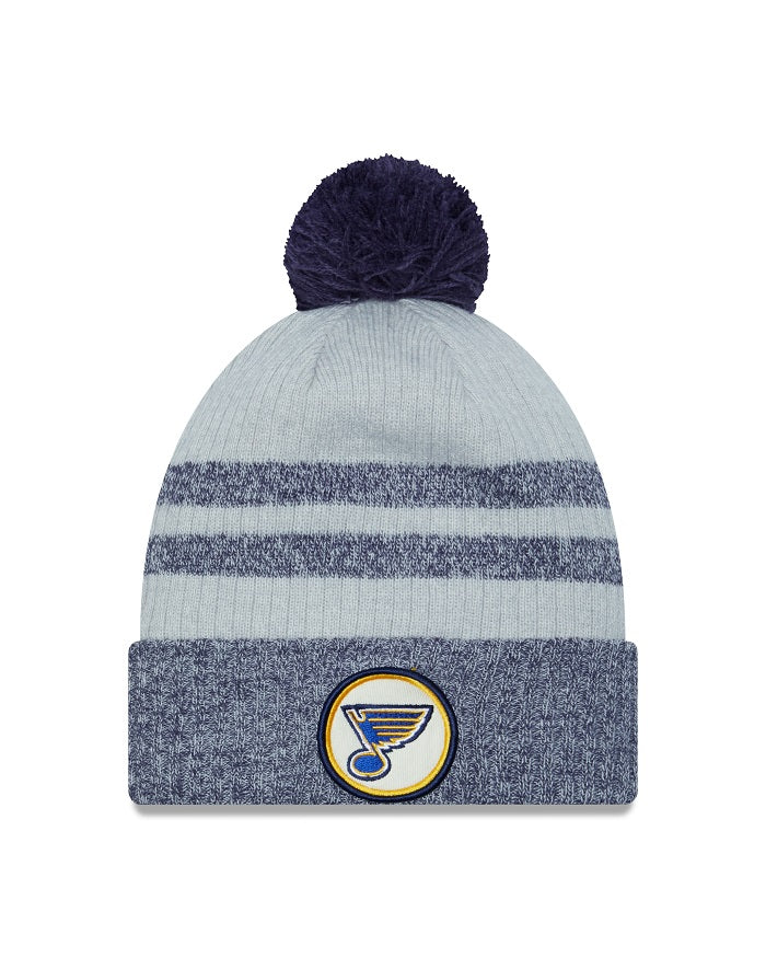 ST. LOUIS BLUES NEW ERA CIRCLE NOTE STRIPED POM KNIT - GREY/BLUE