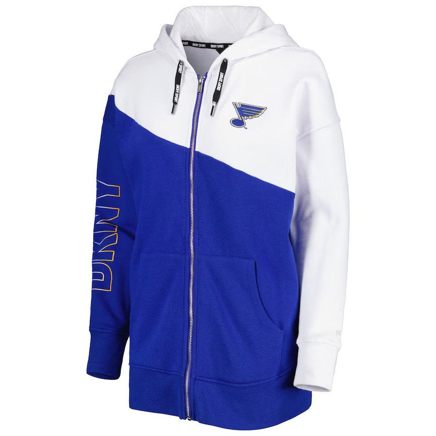 ST. LOUIS BLUES DKNY WOMENS FULL ZIP HOODIE - ROYAL/NAVY