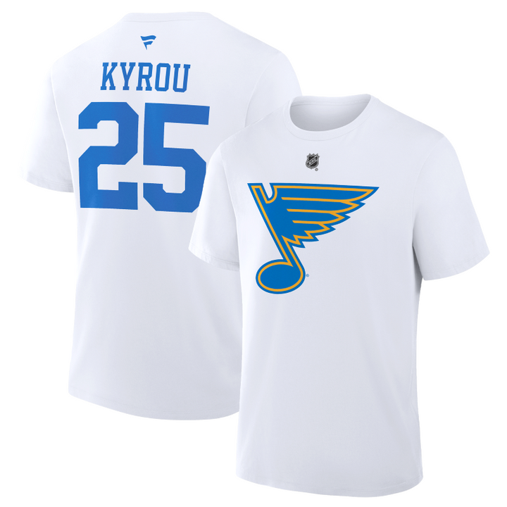 ST. LOUIS BLUES FANATICS NEW LOGO KYROU ROAD TEE -White T-shirt Fanatics