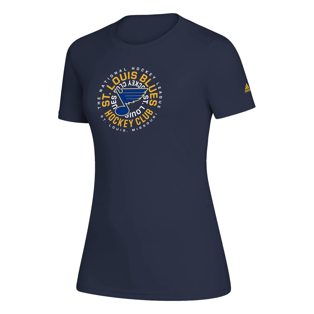 ST. LOUIS BLUES WOMENS ADIDAS CIRCLE TECH TEE - NAVY