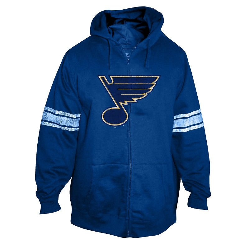 ST. LOUIS BLUES LADIES STRIPED FULL-ZIP HOODIE - ROYAL Hoodie NHL   