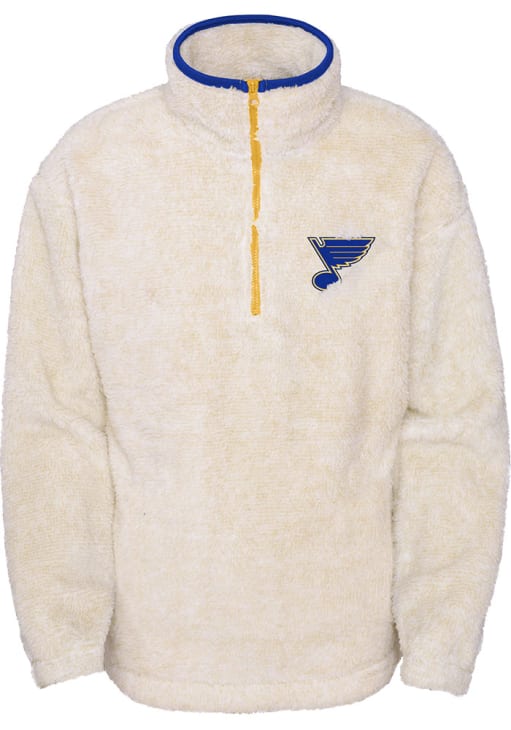 ST. LOUIS BLUES OUTERSTUFF GIRLS KIDS PERSEVERE TEDDY LS TOPS 1/4 ZIP - WHITE