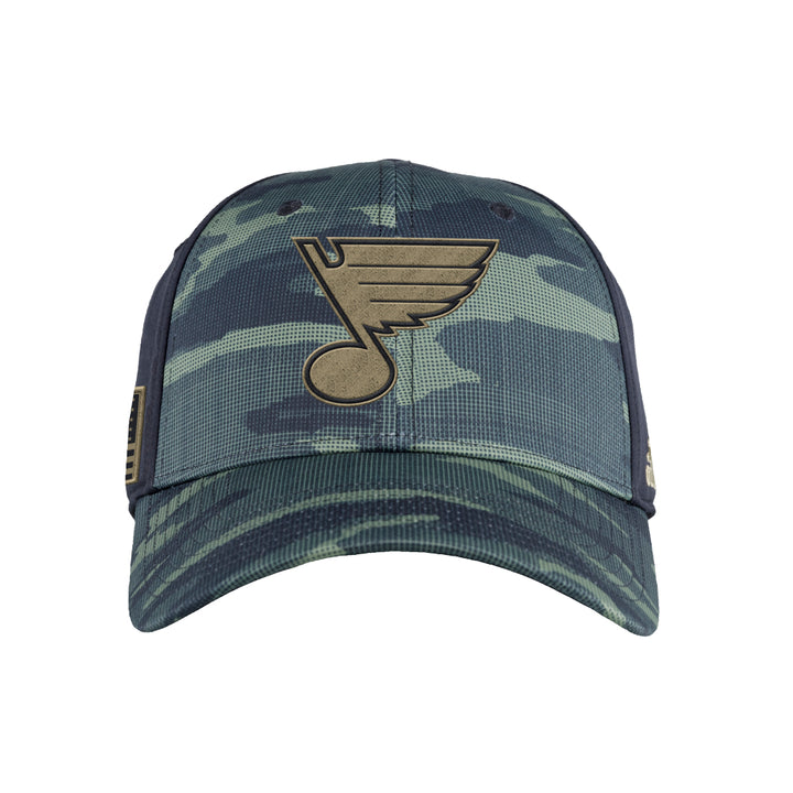 ST. LOUIS BLUES ADIDAS MILITARY FLEX FIT HAT - GREEN
