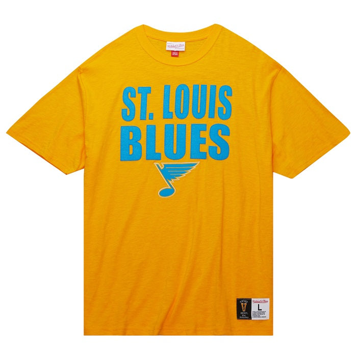 ST. LOUIS BLUES MITCHELL & NESS HERITAGE LEGENDARY T-SHIRT - GOLD