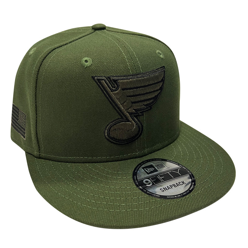 ST. LOUIS BLUES NEW ERA 9FIFTY MILITARY SNAPBACK HAT - GREEN