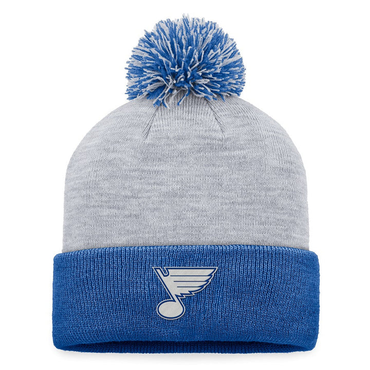 ST. LOUIS BLUES FANATICS POM KNIT BEANIE - GREY/ROYAL Knit Fanatics   