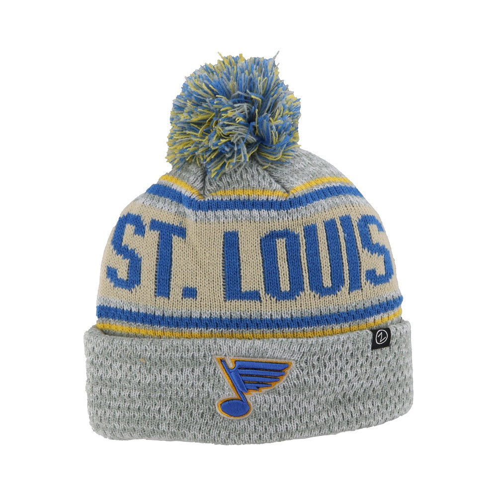 ST. LOUIS BLUES ZEPHYR SNAG 3 TONE POM KNIT- GREY Knit Zephyr   