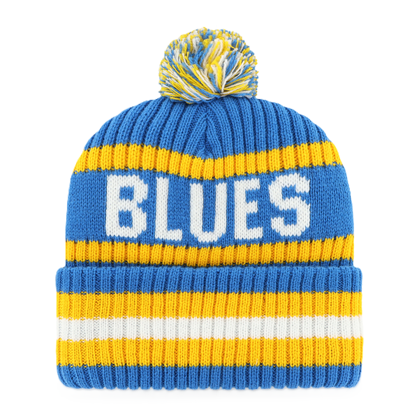 ST. LOUIS BLUES '47 BRAND STL LOGO BERING POM KNIT - BLUE/GOLD KNITS '47 Brand