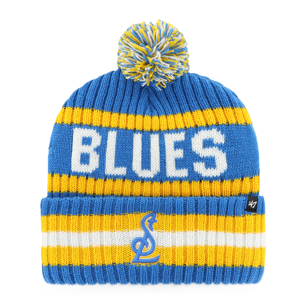 ST. LOUIS BLUES '47 BRAND STL LOGO BERING POM KNIT - BLUE/GOLD KNITS '47 Brand