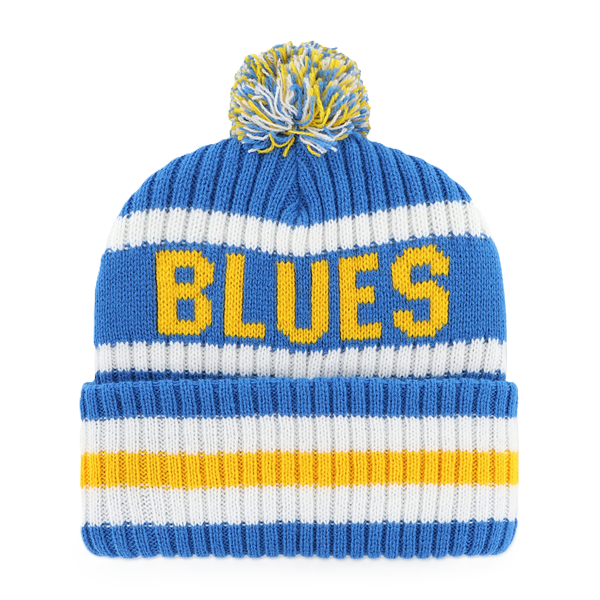 ST. LOUIS BLUES '47 BRAND NOTE LOGO BERING POM KNIT - BLUE/GOLD KNITS '47 Brand