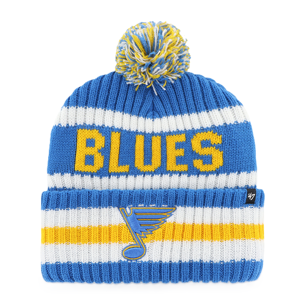 ST. LOUIS BLUES '47 BRAND NOTE LOGO BERING POM KNIT - BLUE/GOLD KNITS '47 Brand