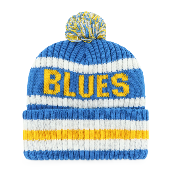ST. LOUIS BLUES '47 BRAND FLEUR LOGO BERING POM KNIT - BLUE/GOLD KNITS '47 Brand