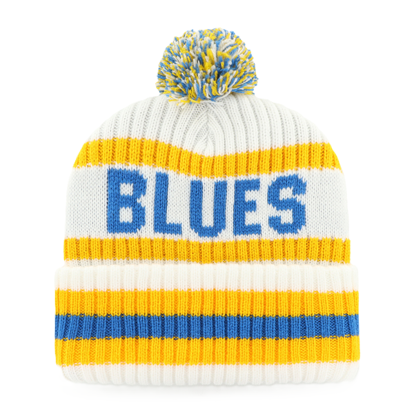 ST. LOUIS BLUES '47 BRAND NOTE LOGO BERING POM KNIT - WHITE/GOLD KNITS '47 Brand