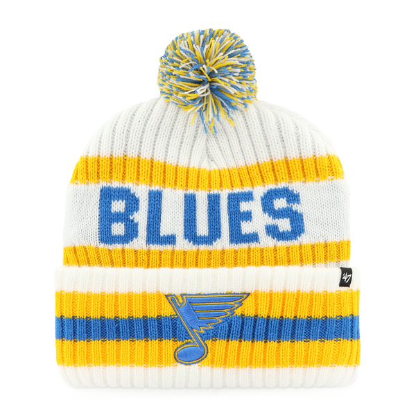 ST. LOUIS BLUES '47 BRAND NOTE LOGO BERING POM KNIT - WHITE/GOLD KNITS '47 Brand