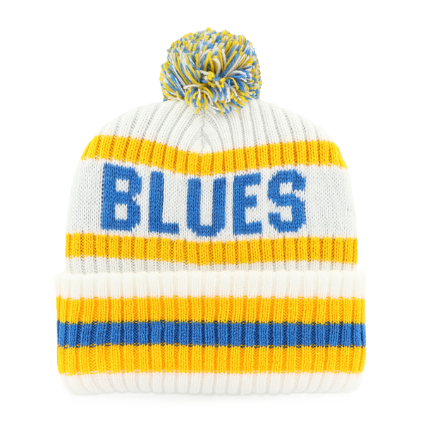 ST. LOUIS BLUES '47 BRAND STL LOGO BERING POM KNIT - WHITE/GOLD KNITS '47 Brand