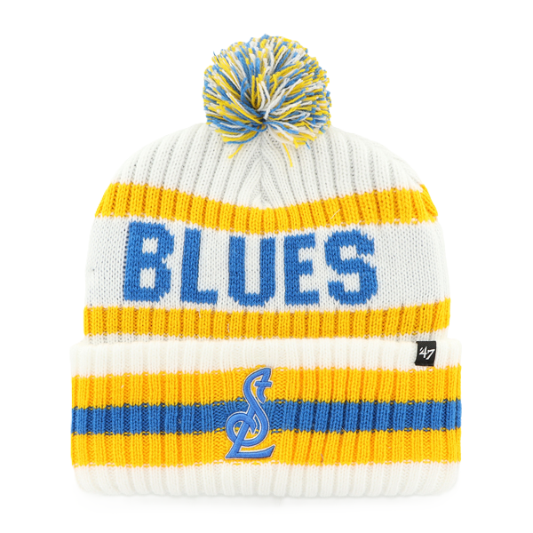 ST. LOUIS BLUES '47 BRAND STL LOGO BERING POM KNIT - WHITE/GOLD KNITS '47 Brand