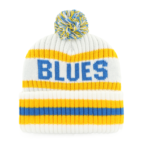 ST. LOUIS BLUES '47 BRAND FLEUR LOGO BERING POM KNIT - WHITE/GOLD KNITS '47 Brand