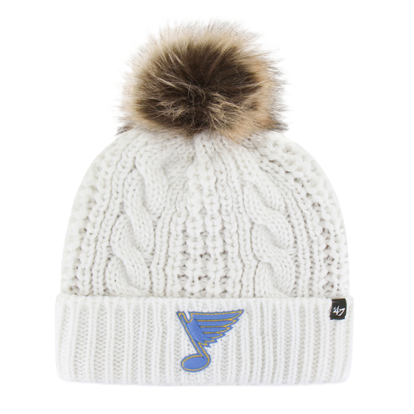 ST. LOUIS BLUES '47 BRAND WOMEN'S NOTE LOGO MEEKO POM KNIT - WHITE KNITS '47 Brand