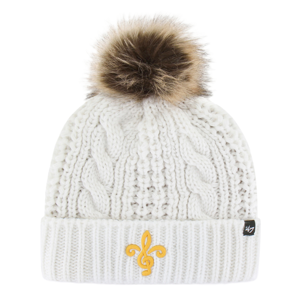 ST. LOUIS BLUES '47 BRAND WOMEN'S FLEUR LOGO MEEKO POM KNIT - WHITE KNITS '47 Brand