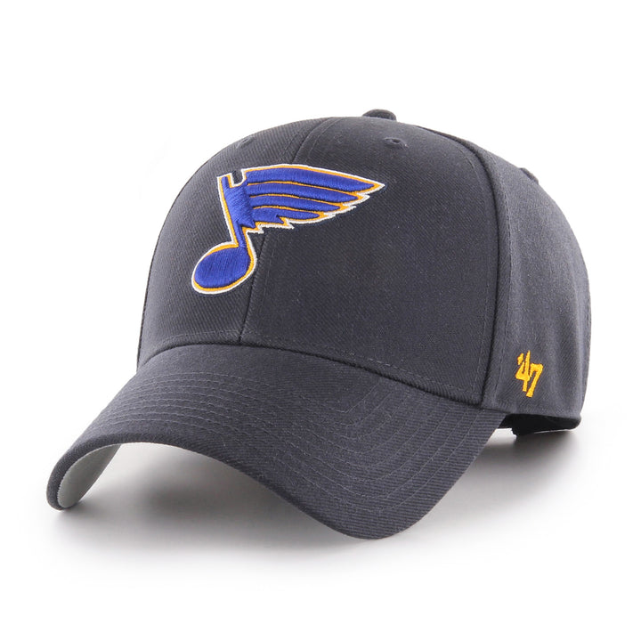 ST. LOUIS BLUES ’47 BRAND MVP VELCRO ADJUSTABLE HAT- NAVY Hat '47 Brand   