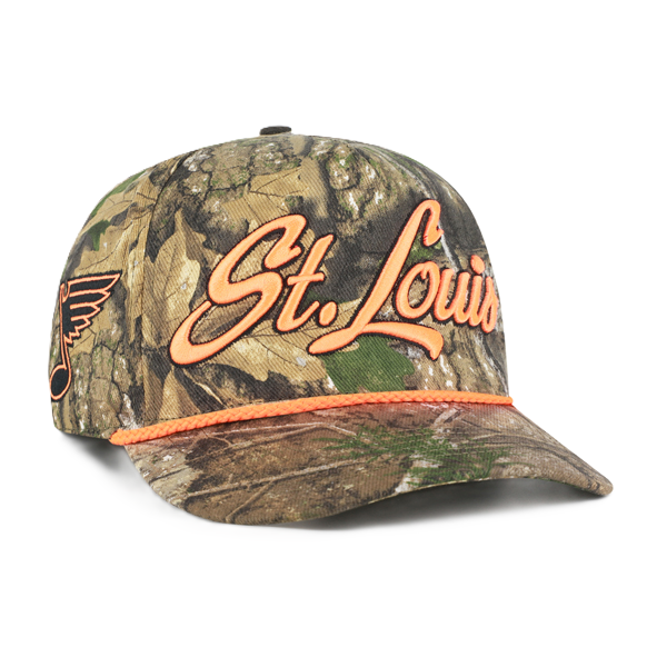 ST. LOUIS BLUES '47 BRAND REALTREE OVERHAND HITCH ROPE SNAPBACK - CAMO Adjustable Cap '47 Brand