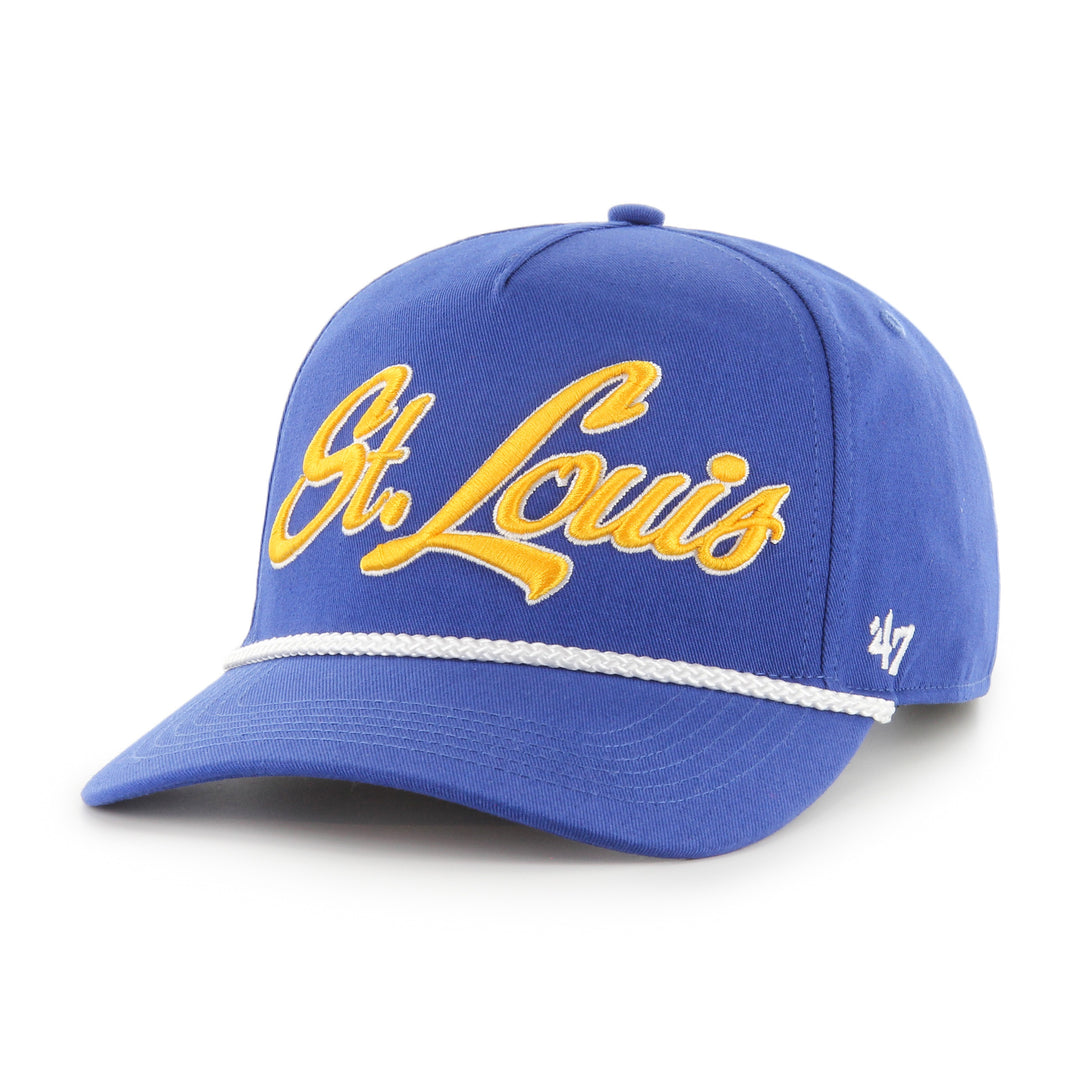 ST. LOUIS BLUES OVERHAND '47 BRAND HITCH SNAPBACK HAT- ROYAL Hat '47 Brand   