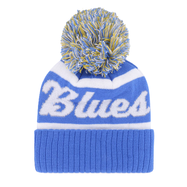ST. LOUIS BLUES '47 BRAND WOMEN'S FLEUR LOGO SPIRITED POM KNIT - BLUE KNITS '47 Brand