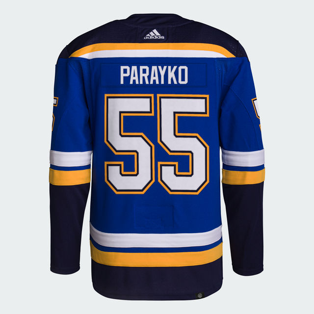 ST. LOUIS BLUES AUTHENTIC COLTON PARAYKO #55 HOME PRIMEGREEN JERSEY - BLUE Jersey adidas   