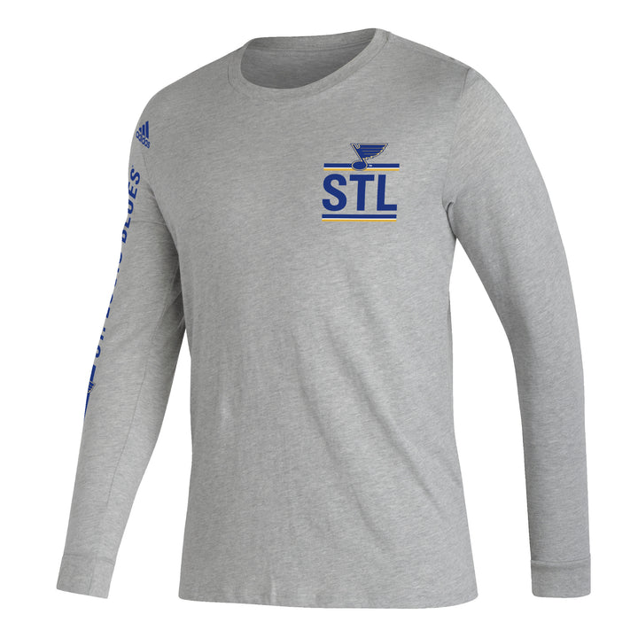 ST. LOUIS BLUES ADIDAS LONG SLEEVE RIGHT WINGER TEE - GREY