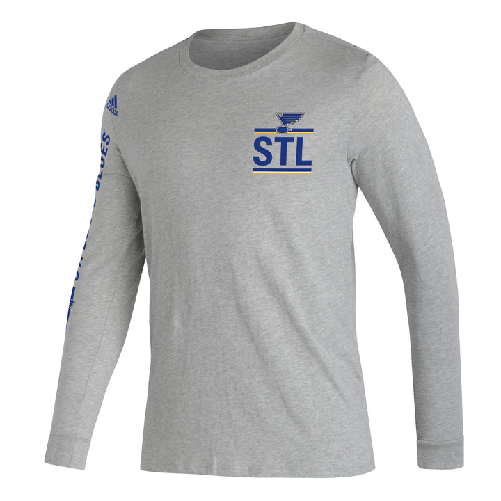 ST. LOUIS BLUES ADIDAS LONG SLEEVE RIGHT WINGER TEE - GREY Long Sleeve adidas   