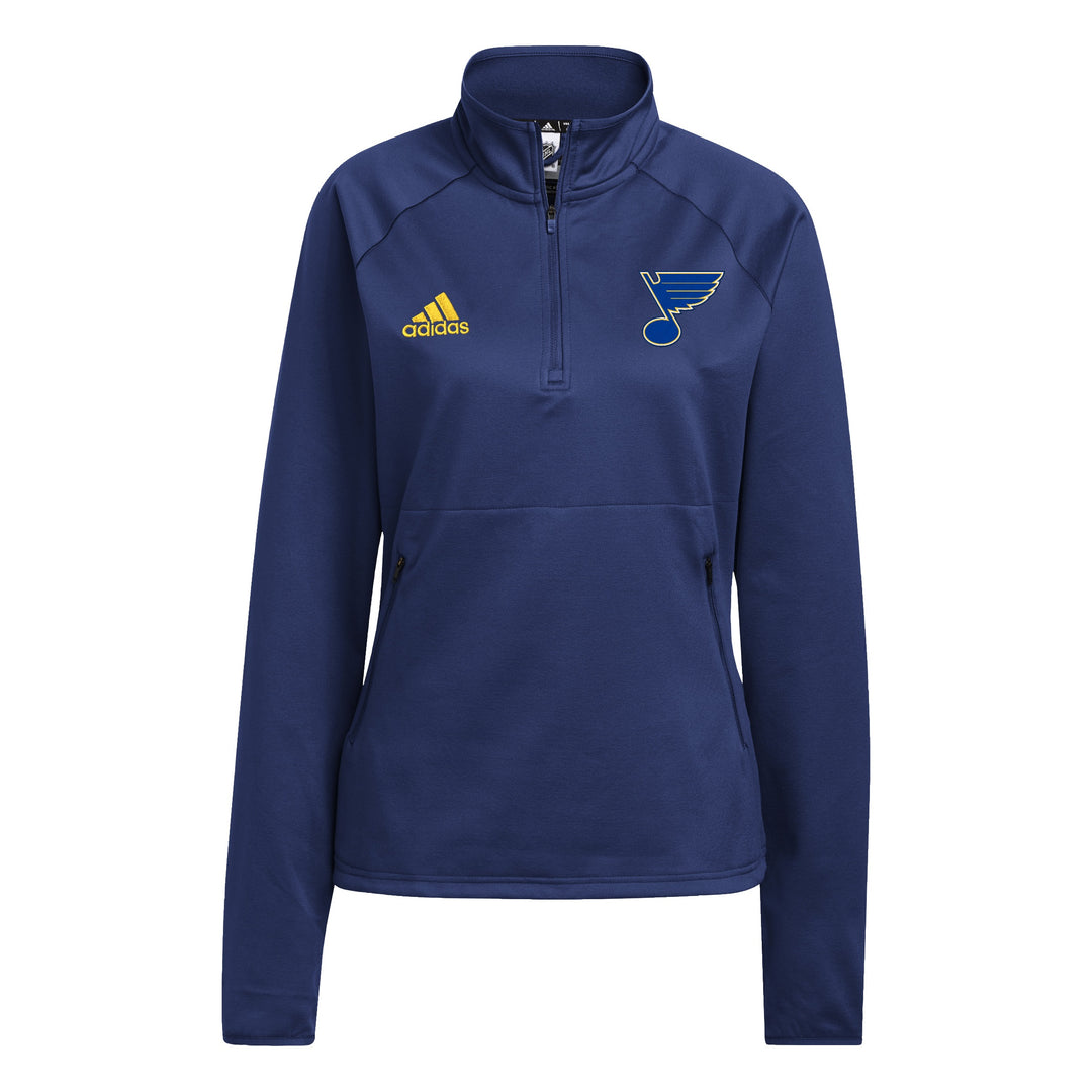 ST. LOUIS BLUES WOMENS ADIDAS 1/4 ZIP PULLOVER - NAVY