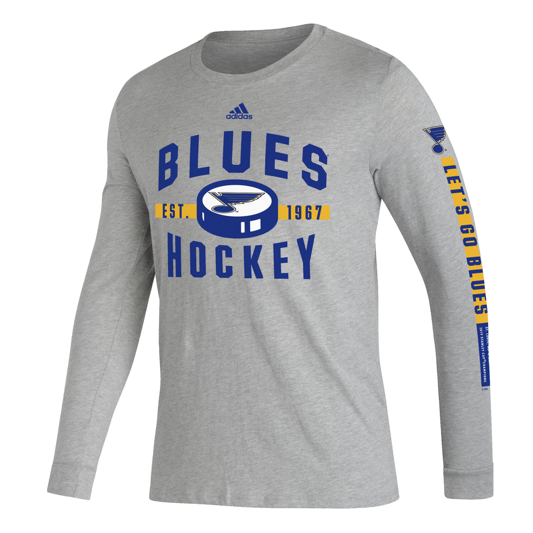 ST. LOUIS BLUES ADIDAS HOCKEY LONG SLEEVE TEE - GREY