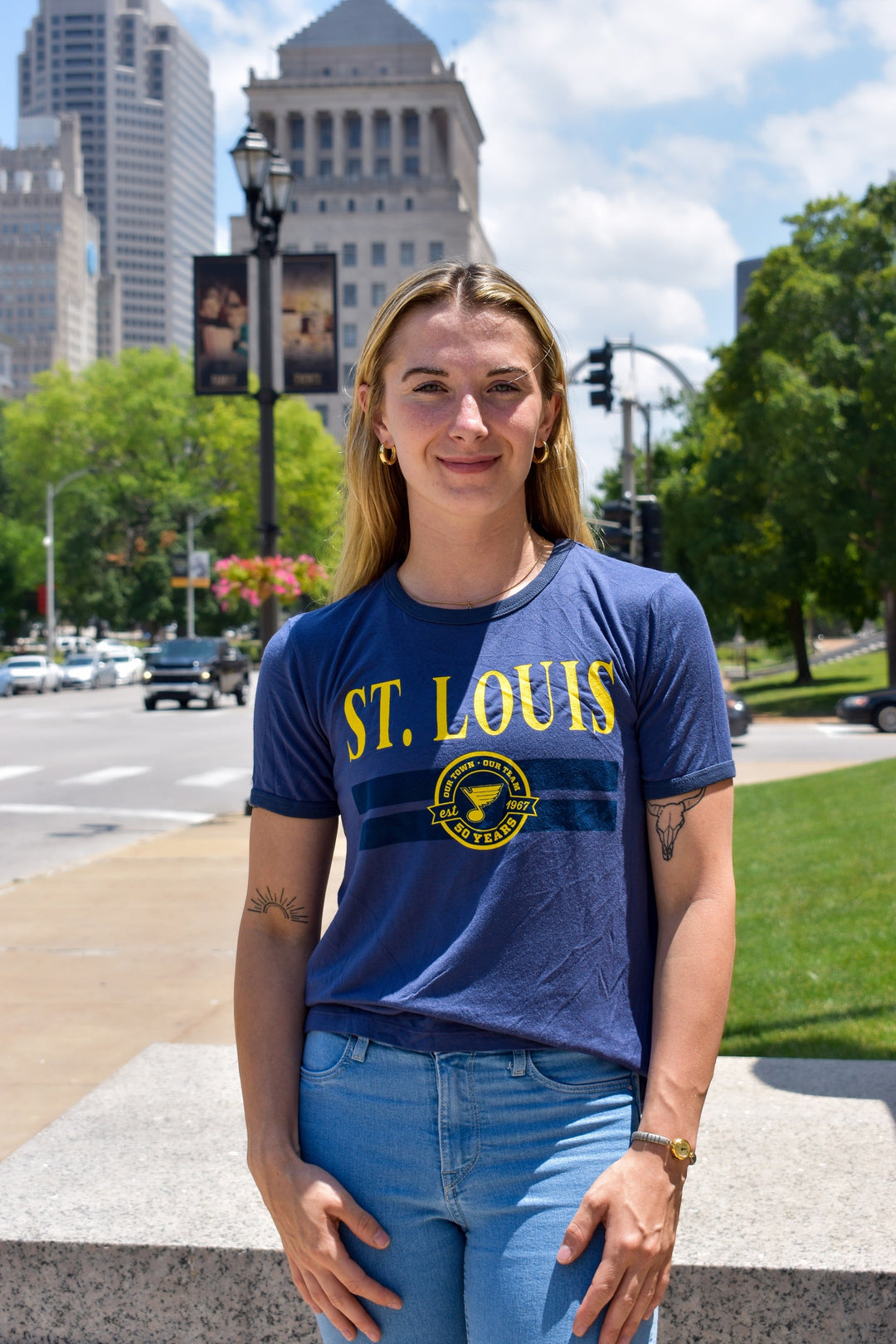 ST. LOUIS BLUES SPORTIQE WOMENS OUR TOWN TEE