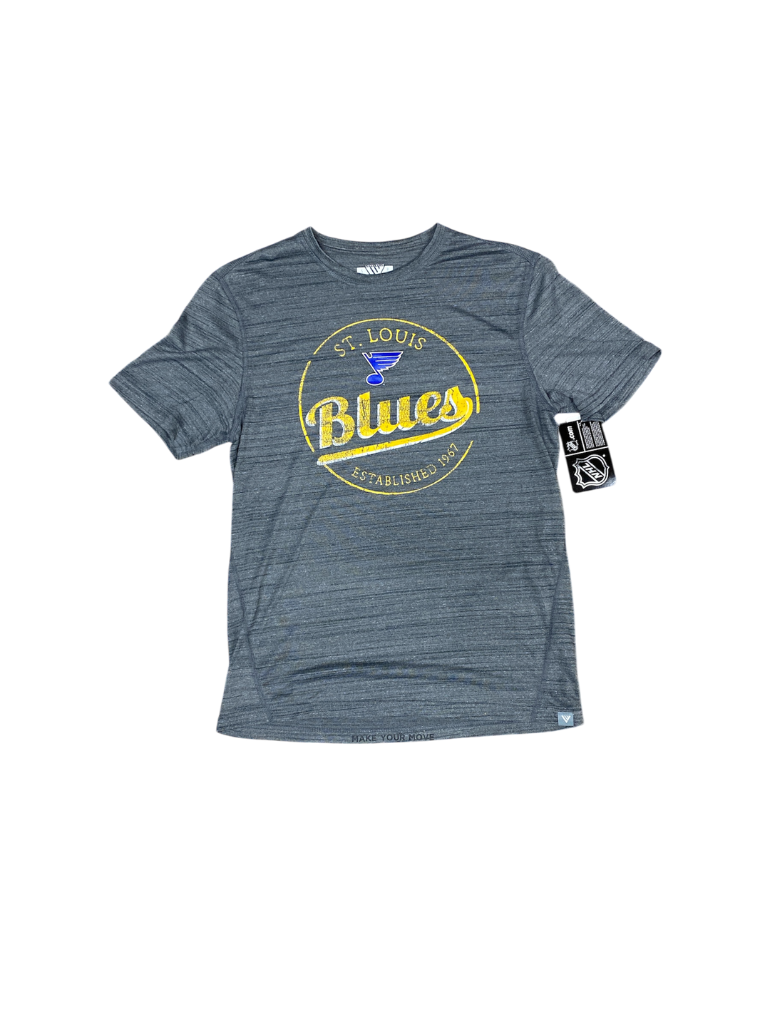 ST. LOUIS BLUES LEVELWEAR LADIES ESTABLISHED ANCHOR TECH T SHIRT GRE STL Authentics