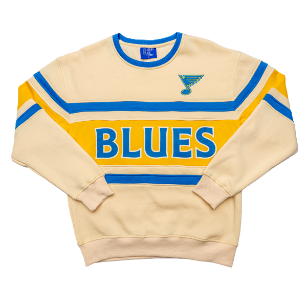 ST. LOUIS BLUES SERIES SIX STRIPE BLUES COLORBLOCK CREW - CREAM