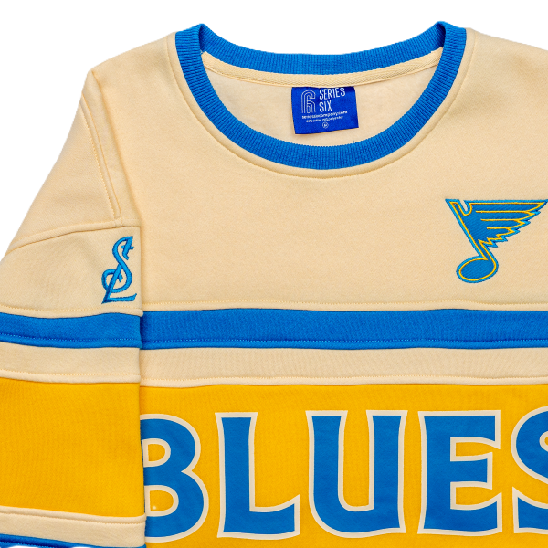 ST. LOUIS BLUES SERIES SIX STRIPE BLUES COLORBLOCK CREW - CREAM
