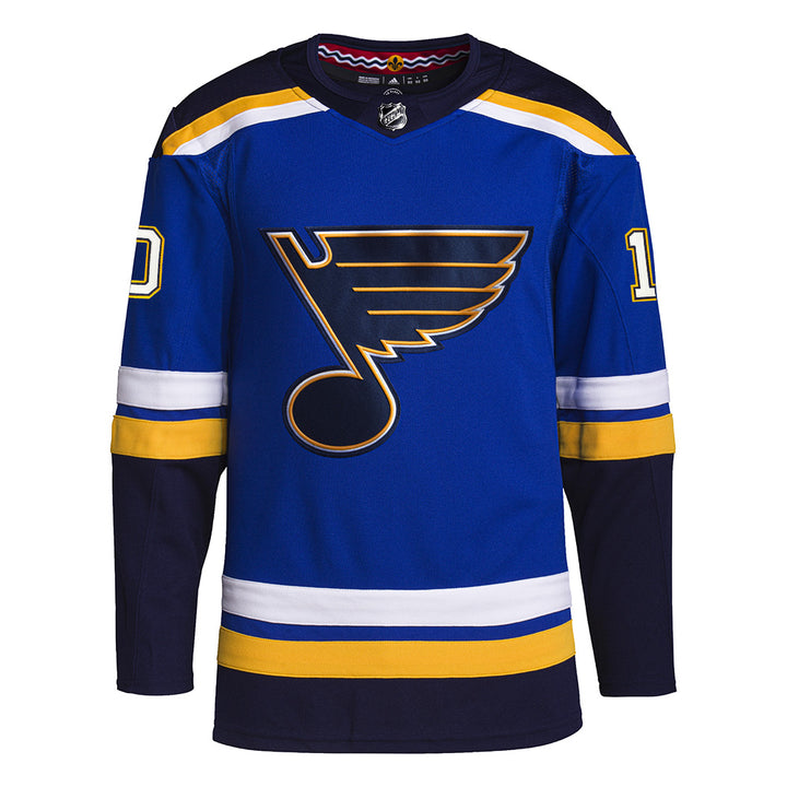 ST. LOUIS BLUES AUTHENTIC SCHENN #10 HOME PRO-STITCH PRIMEGREEN JERSEY - BLUE