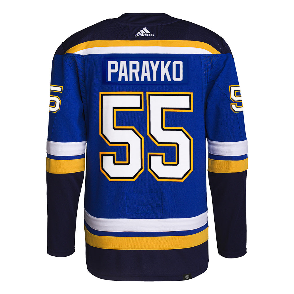 ST. LOUIS BLUES AUTHENTIC COLTON PARAYKO #55 HOME PRO-STITCH PRIMEGREEN JERSEY - BLUE