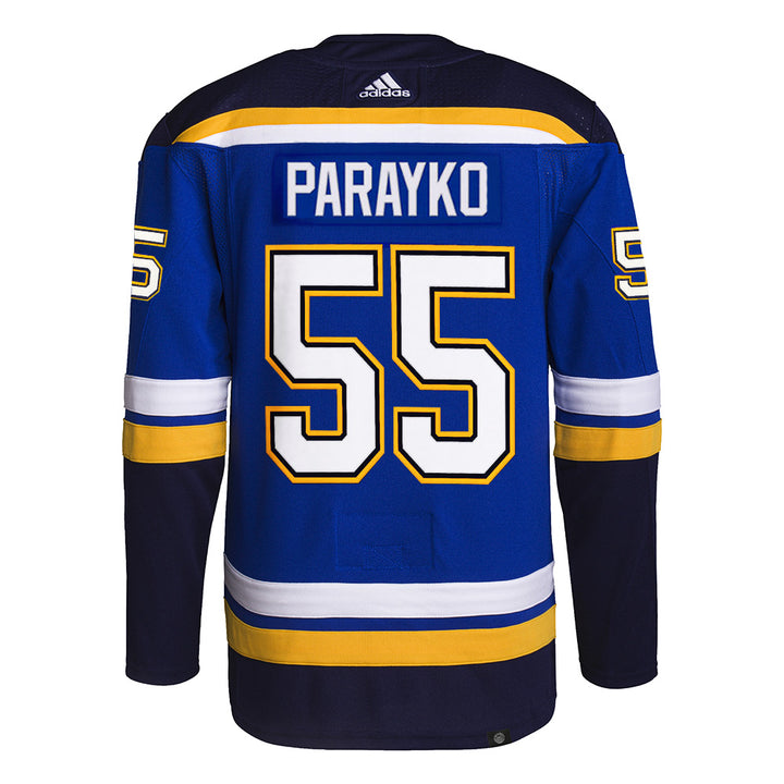 ST. LOUIS BLUES AUTHENTIC COLTON PARAYKO #55 HOME PRO-STITCH PRIMEGREEN JERSEY - BLUE
