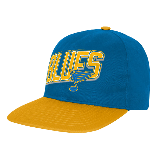ST. LOUIS BLUES OUTERSTUFF YOUTH NOTE LOGO SNAPBACK – BLUE GOLD Adjustable Cap Outerstuff